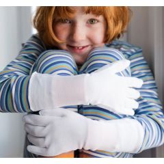 CottonComfort eczeem 100% bio katoen handschoenen extra lang. > Cotton Comfort eczeem handschoenen voor kinderen Wit (2 paar)