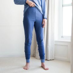 Vrouwen broek lang > CottonComfort pyjama broek / legging 100% biologisch katoen kleur Blue